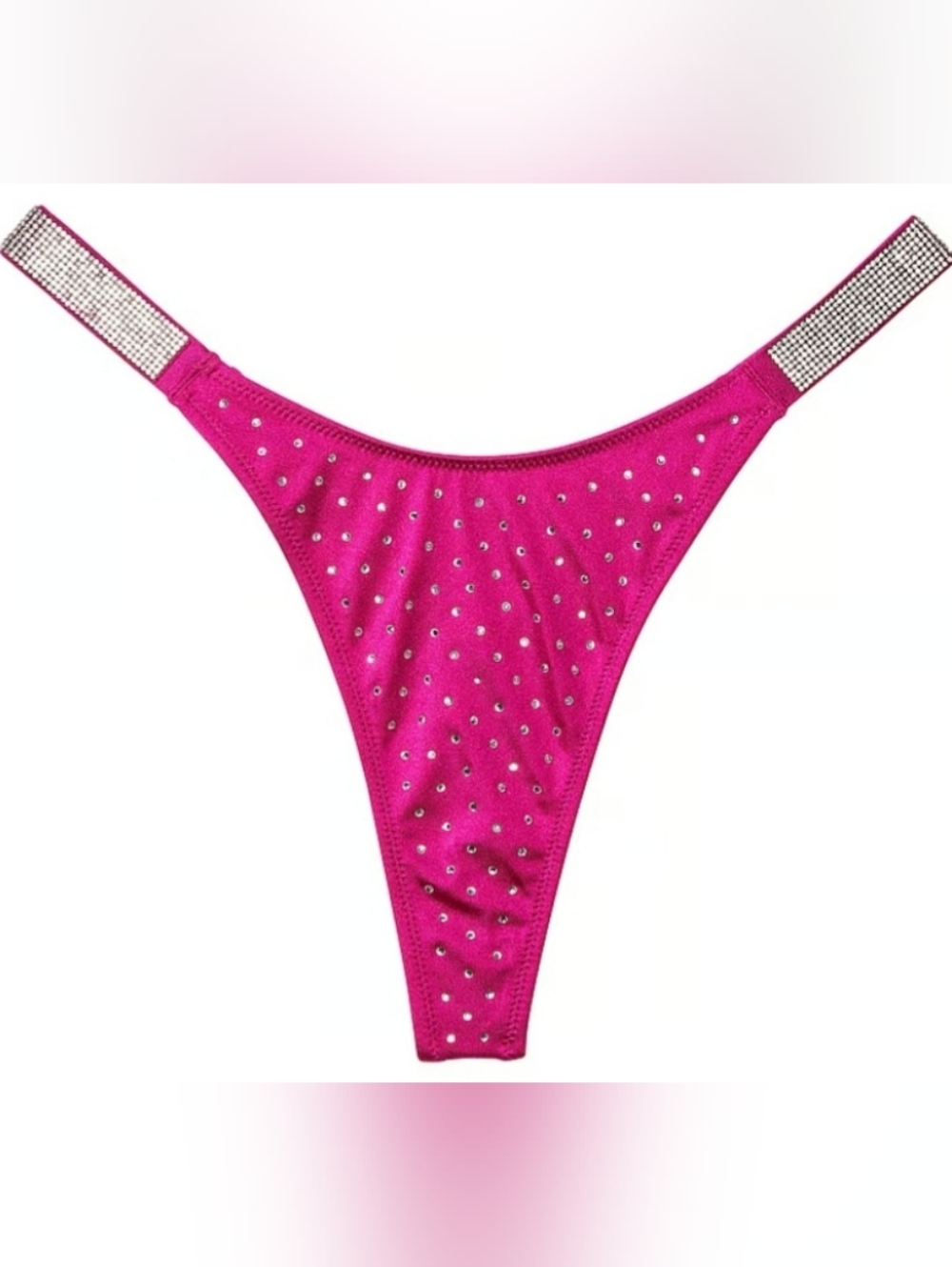XS S M L XXL VS Diamanté Shine Strap Thong Bikini Bottom Berry Blush